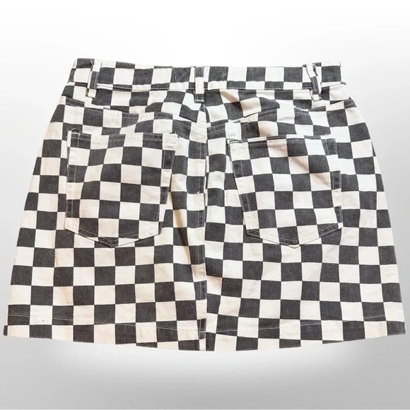 🖤🤍 Urban Outfitters Checkered Mini Skirt | O-Ring Zip | Size 5/27 - Picture 5 of 11
